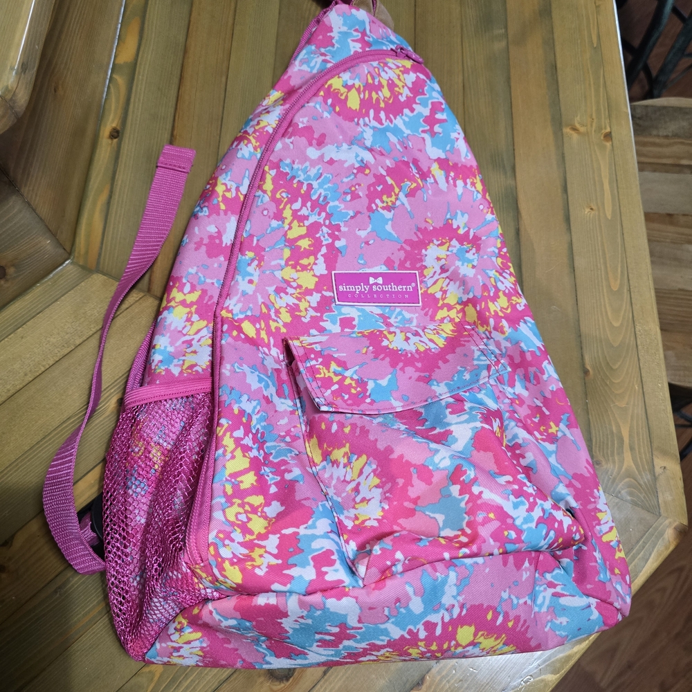 Simply Southern Pink and Blue Tie-Dye Crossbody Bag